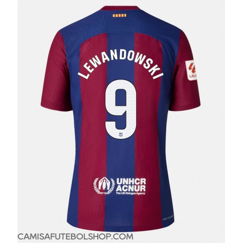 Camisa de time de futebol Barcelona Robert Lewandowski #9 Replicas 1º Equipamento 2023-24 Manga Curta